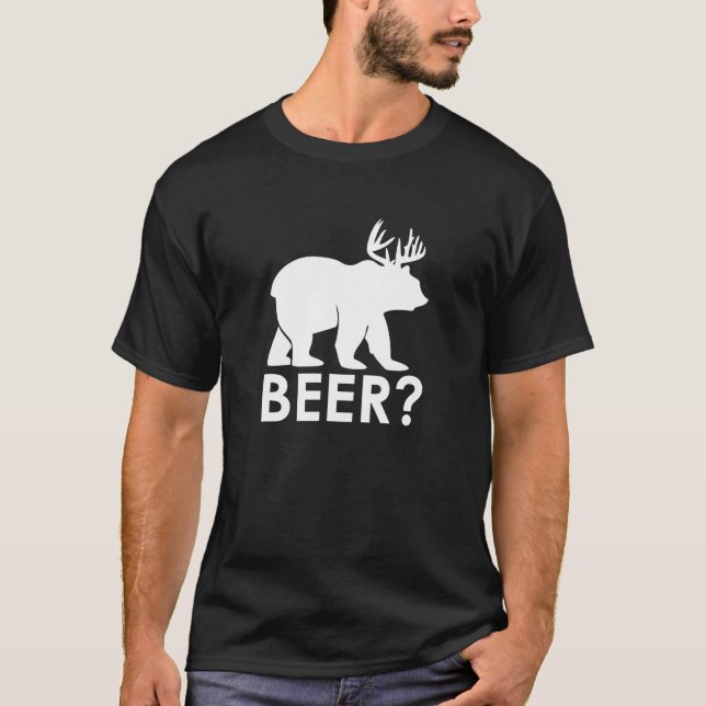 Bear Deer Beer Funny T-Shirt (Front)