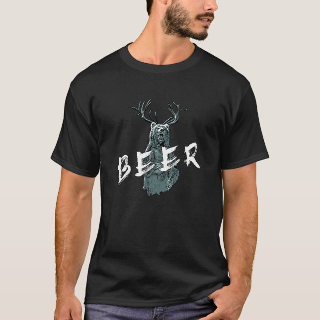 Bear Deer Beer  Nature  Wordplay T-Shirt (Front)