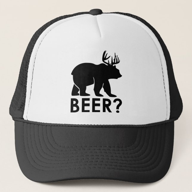 Bear + Deer = Beer? Trucker Hat (Front)