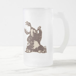 Bear, deer, drunken bear? frosted glass beer mug