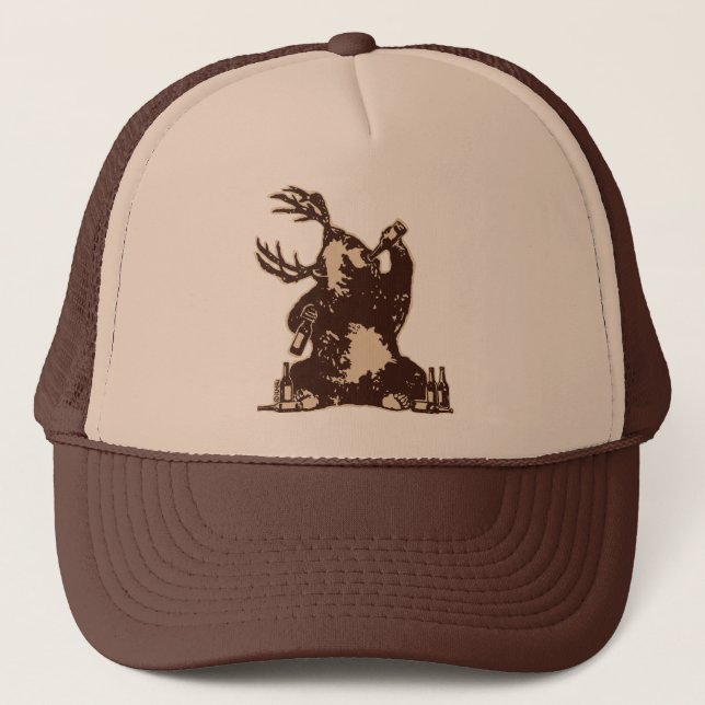 Bear, deer, drunken bear? trucker hat (Front)