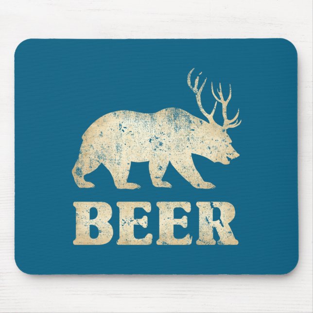 Bear Deer Vintage Beer  Mouse Mat (Front)