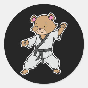 Bear Does Karate Classic Round Sticker
