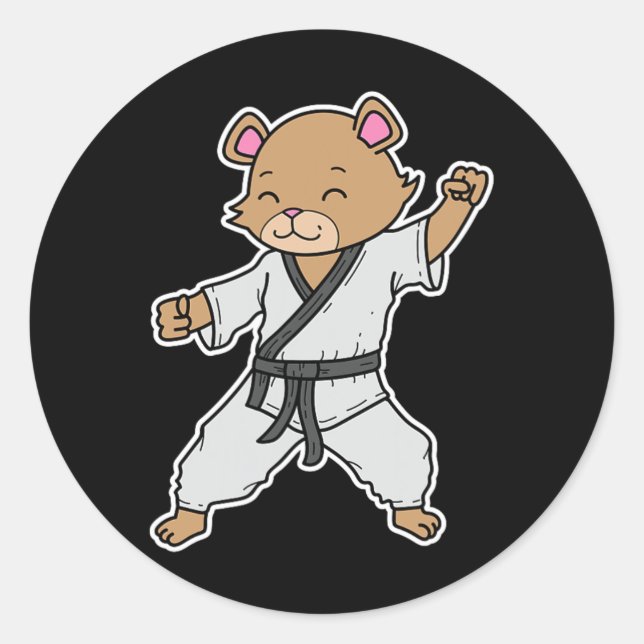 Bear Does Karate  Classic Round Sticker (Front)