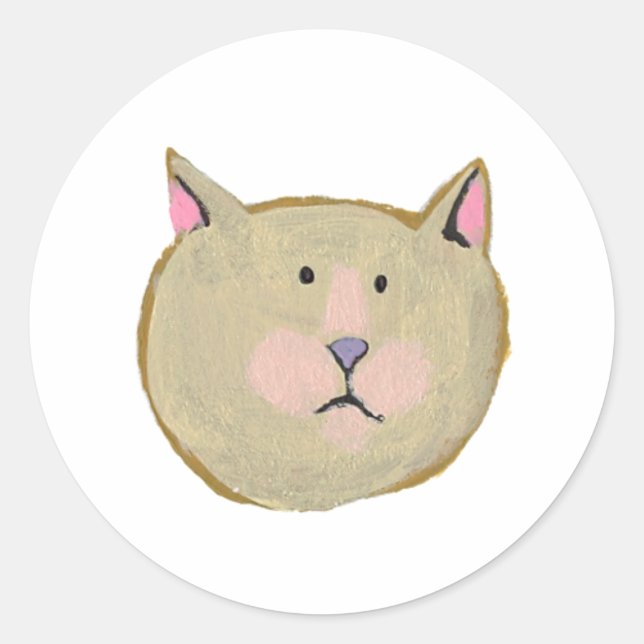 Bear dog cat rabbit fish human bird - 7 faces classic round sticker (Front)