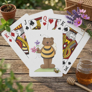 Bear Dressed as Bumblebee with Flowers Playing Cards