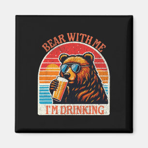 Bear Drinking Beer Outdoor Funny Grizzly Hiking Magnet