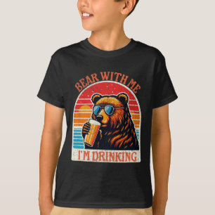Bear Drinking Beer Outdoor Funny Grizzly Hiking T-Shirt