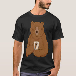 Bear Drinking Coffee Grumpy Bear Drink Coffee Funn T-Shirt
