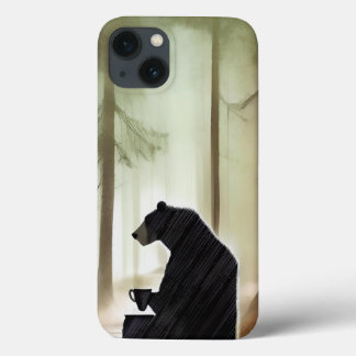 Bear Drinking Coffee in the Woods iPhone 13 Case