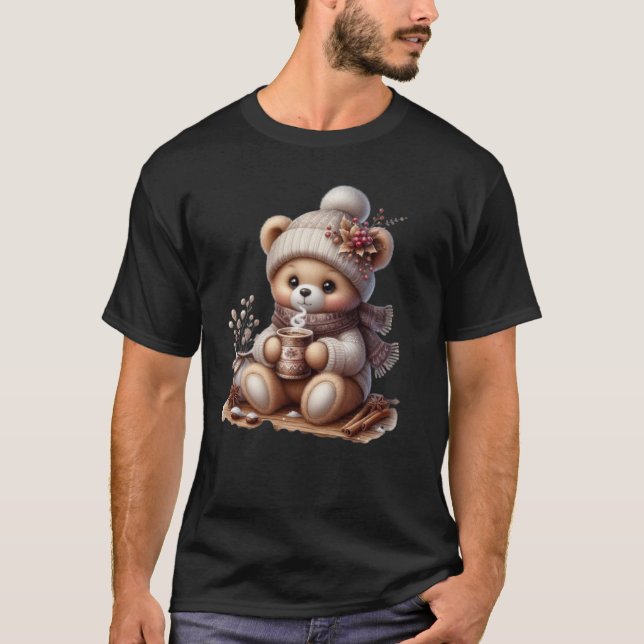 bear drinking warm coffee T-Shirt (Front)