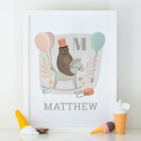 Bear drummer and horse. Baby boy monogram Nursery