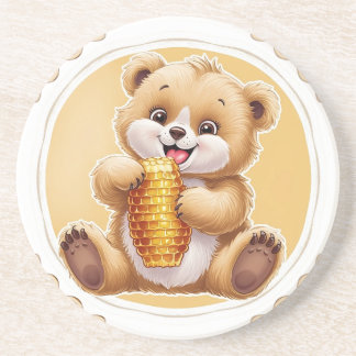 bear eating honey coaster
