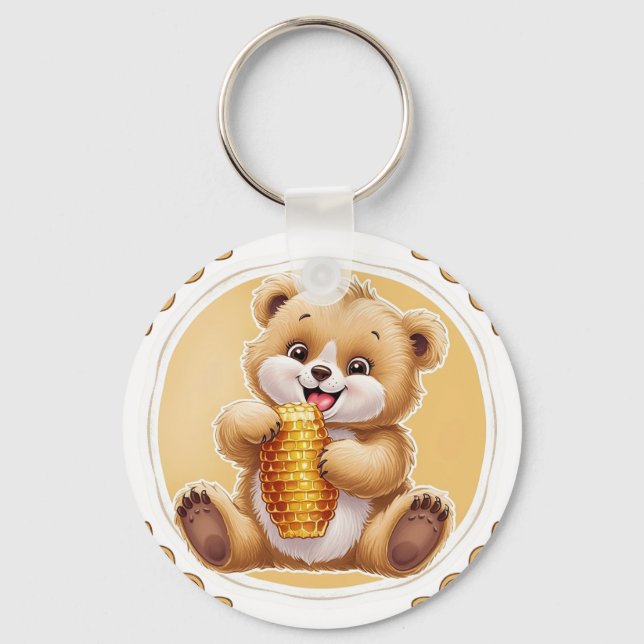 bear eating honey key ring (Front)
