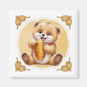 bear eating honey magnet