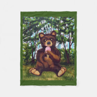 Bear Eating Ice cream baby fleece blanket