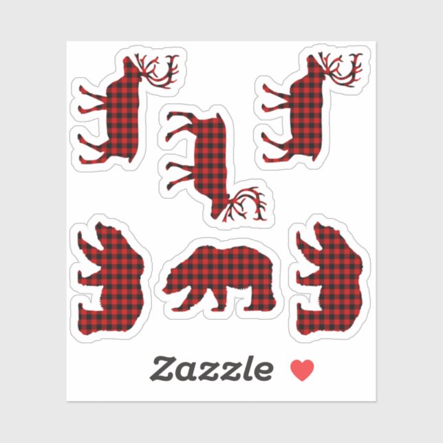 Bear Elk Buffalo Plaid Lumberjack Check Red  (Sheet)