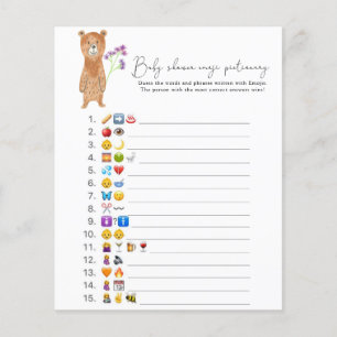 Bear - Emoji picture game baby shower