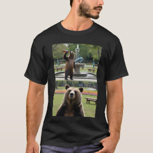 "Bear Enjoys a Pint – Fun Graphic Tee" T-Shirt