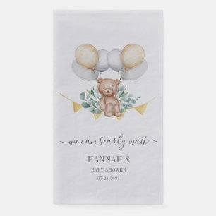 Bear Eucalyptus Leaves Baby Shower Botanical Napkin