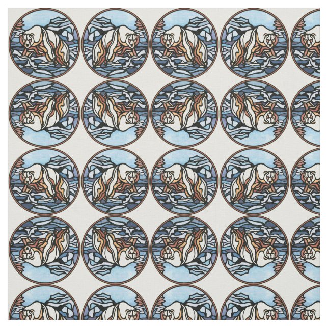 Bear Fabric Native Polar Bear Art Fabric Pattern (Swatch)