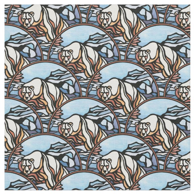 Bear Fabric Native Polar Bear Art Fabric Pattern (Close Up)