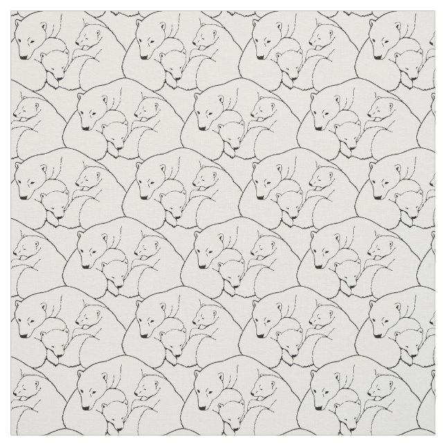 Bear Fabric Polar Bear Art Fabric Mother & Cubs (Swatch)