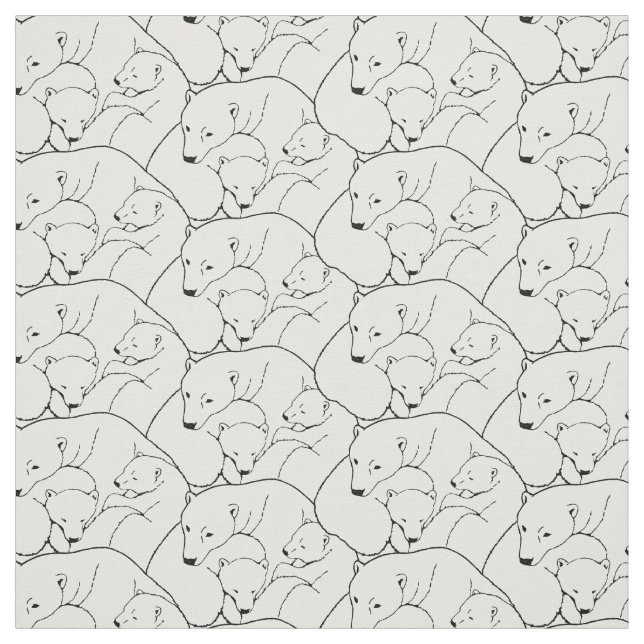 Bear Fabric Polar Bear Art Fabric Mother & Cubs (Swatch)