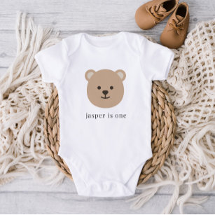 Bear Face 1st Birthday Baby Bodysuit