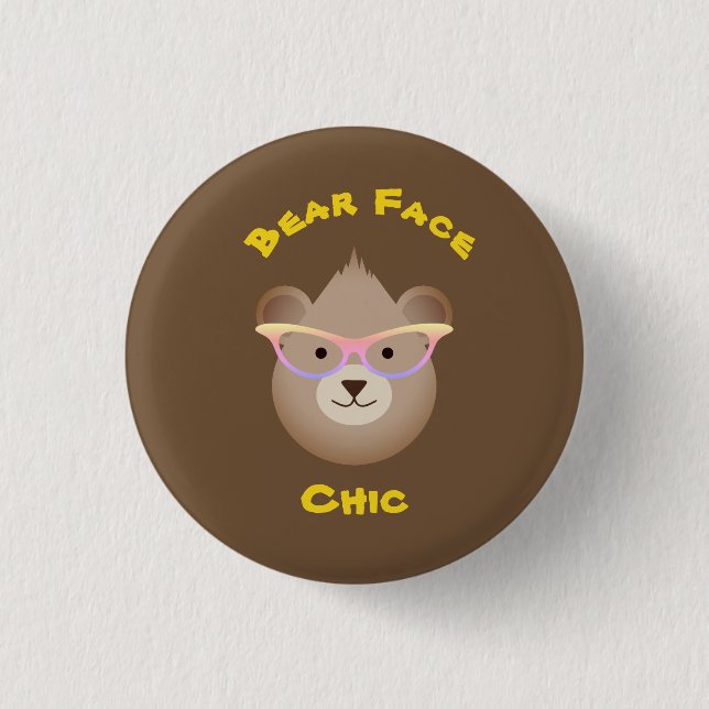 Bear Face Chic 3 Cm Round Badge (Front)