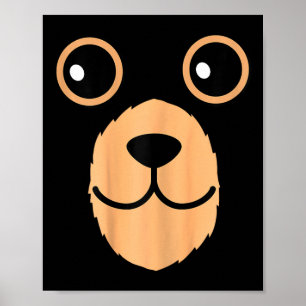 Bear Face Halloween Costume Brown Bear Animal Kids Poster