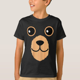 Bear Face Halloween Costume Brown Bear Animal Kids T-Shirt