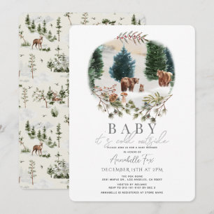 Bear Family Baby It's Cold Outside Baby Shower Invitation