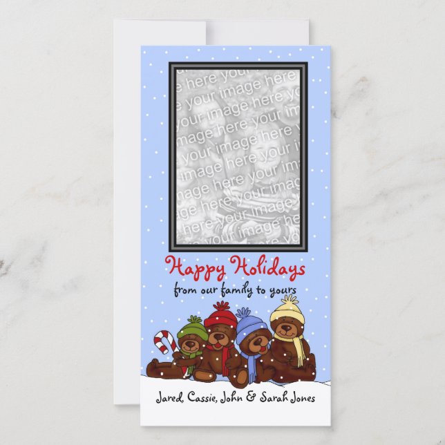Bear family Christmas photo card Vertical (Front)