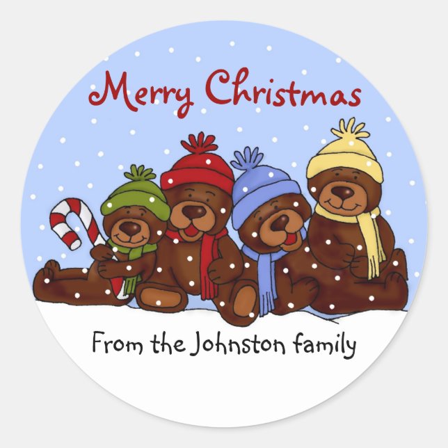 Bear family Christmas stickers (Front)