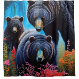 Bear family collage shower curtain