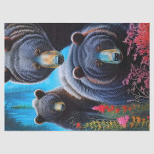 Bear family collage tissue paper