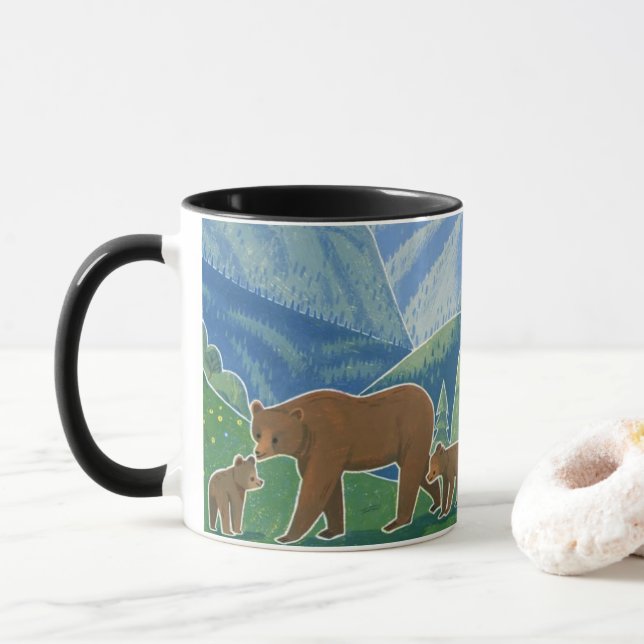 Bear Family in the Valley Mug (With Donut)