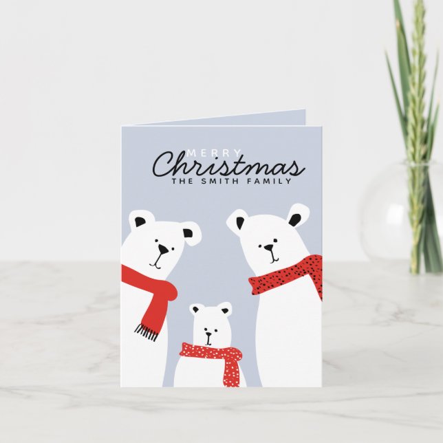 Bear Family Merry Christmas Holiday Card (Front)