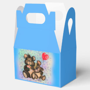 Bear Family with Heart Balloon Favour Box - Hug