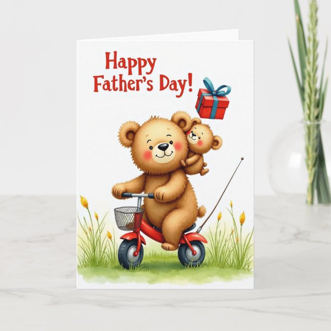 Bear Fathers Day Pedaling Card (Front)