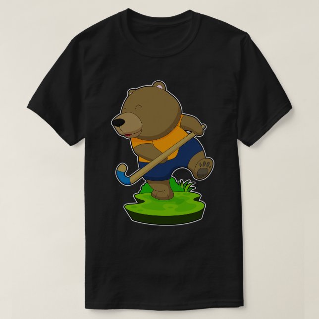 Bear Field hockey Hockey stick T-Shirt (Design Front)