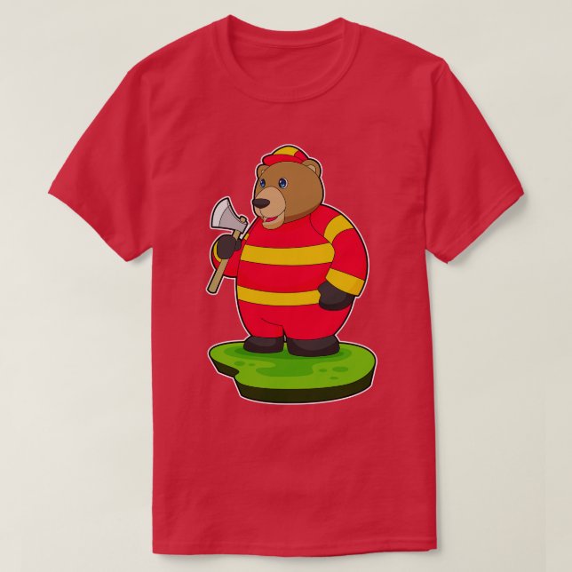 Bear Firefighter Axe T-Shirt (Design Front)