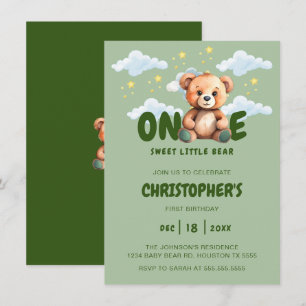 Bear First Birthday Invitation