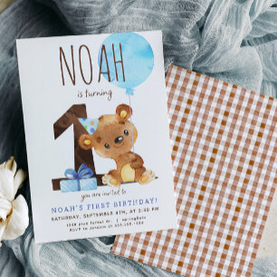 Bear First Birthday Invitation