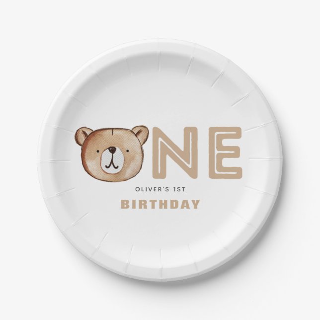 Bear First Birthday Plates (Front)