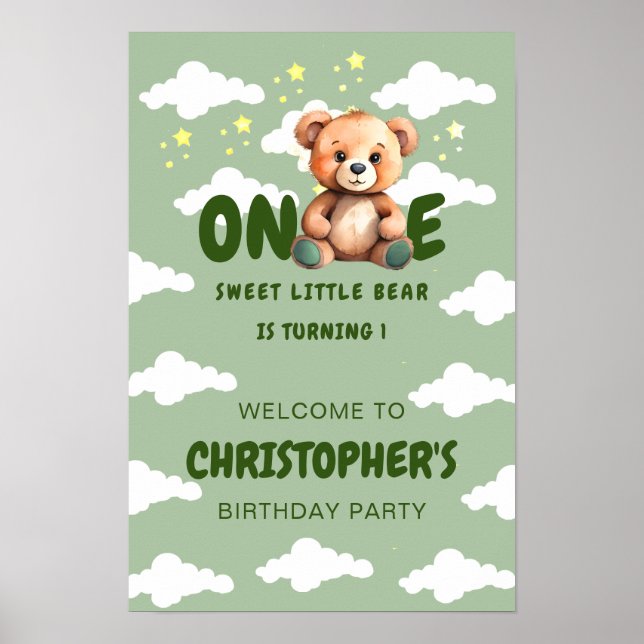 Bear First Birthday Poster (Front)