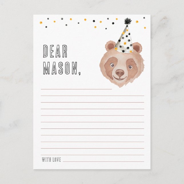 Bear First Birthday Time Capsule Card – Teddy Bear (Front)
