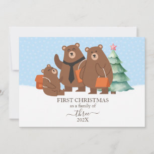 Bear First Christmas As A Family Of 3 Flat Holiday Card