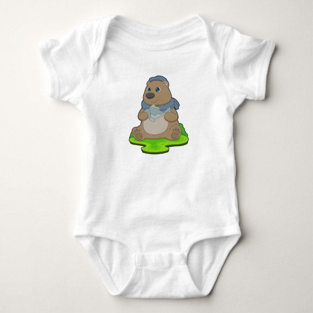 Bear Fish Baby Bodysuit (Front)